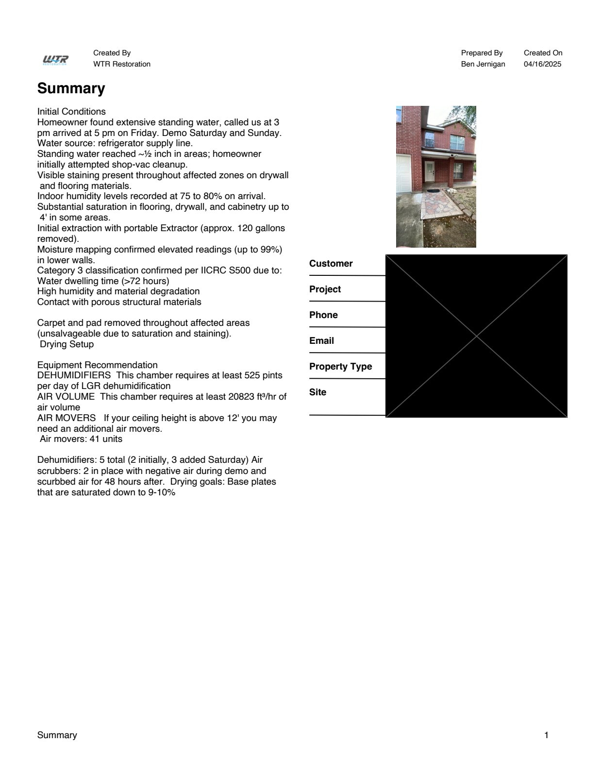 After – Complete mitigation report submitted to insurance carrier