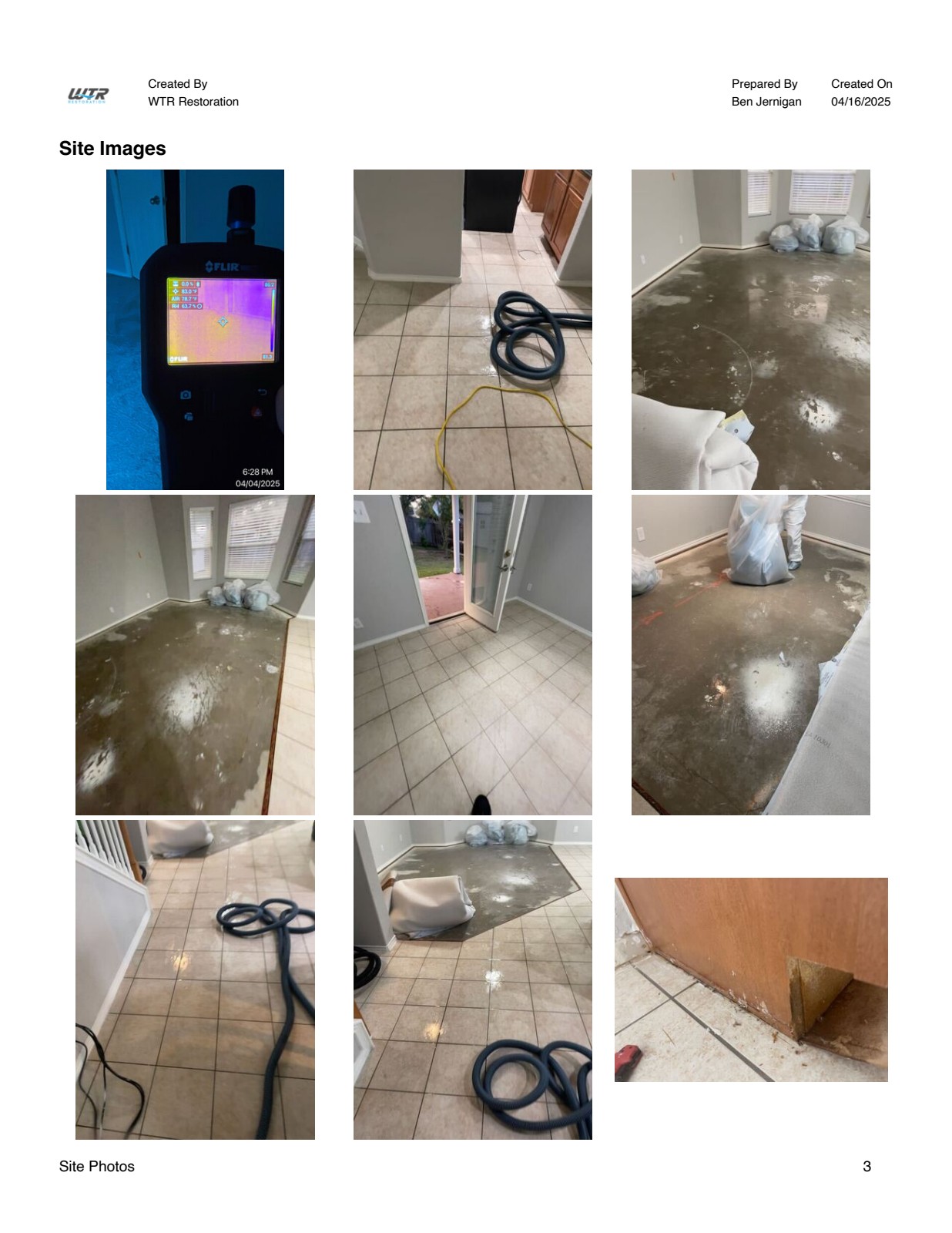 Before – Standing water and thermal imaging documentation – San Antonio