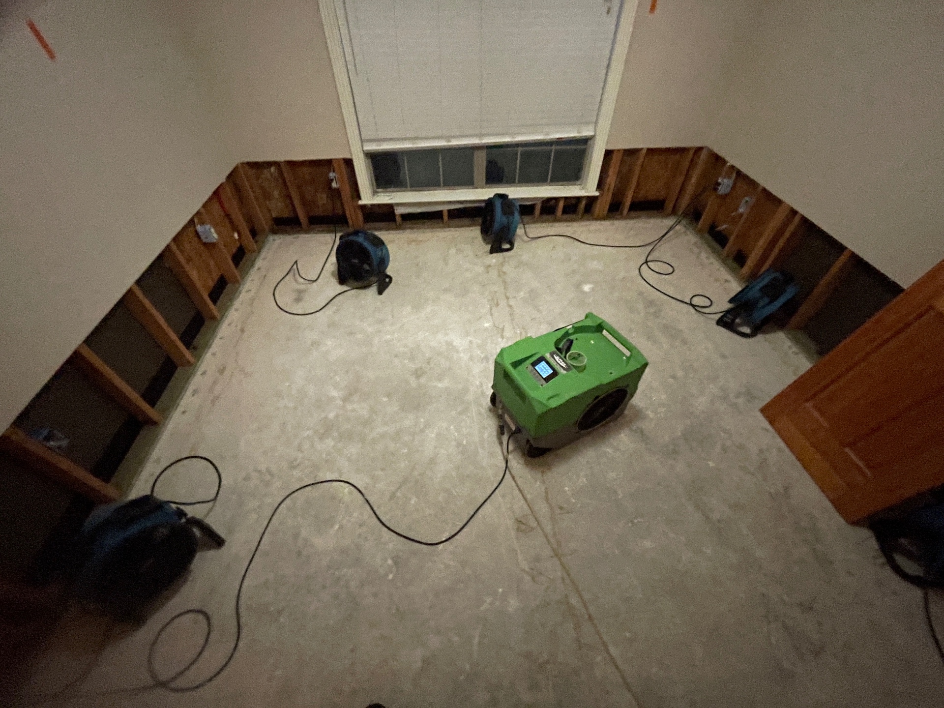 Professional drying equipment and containment setup