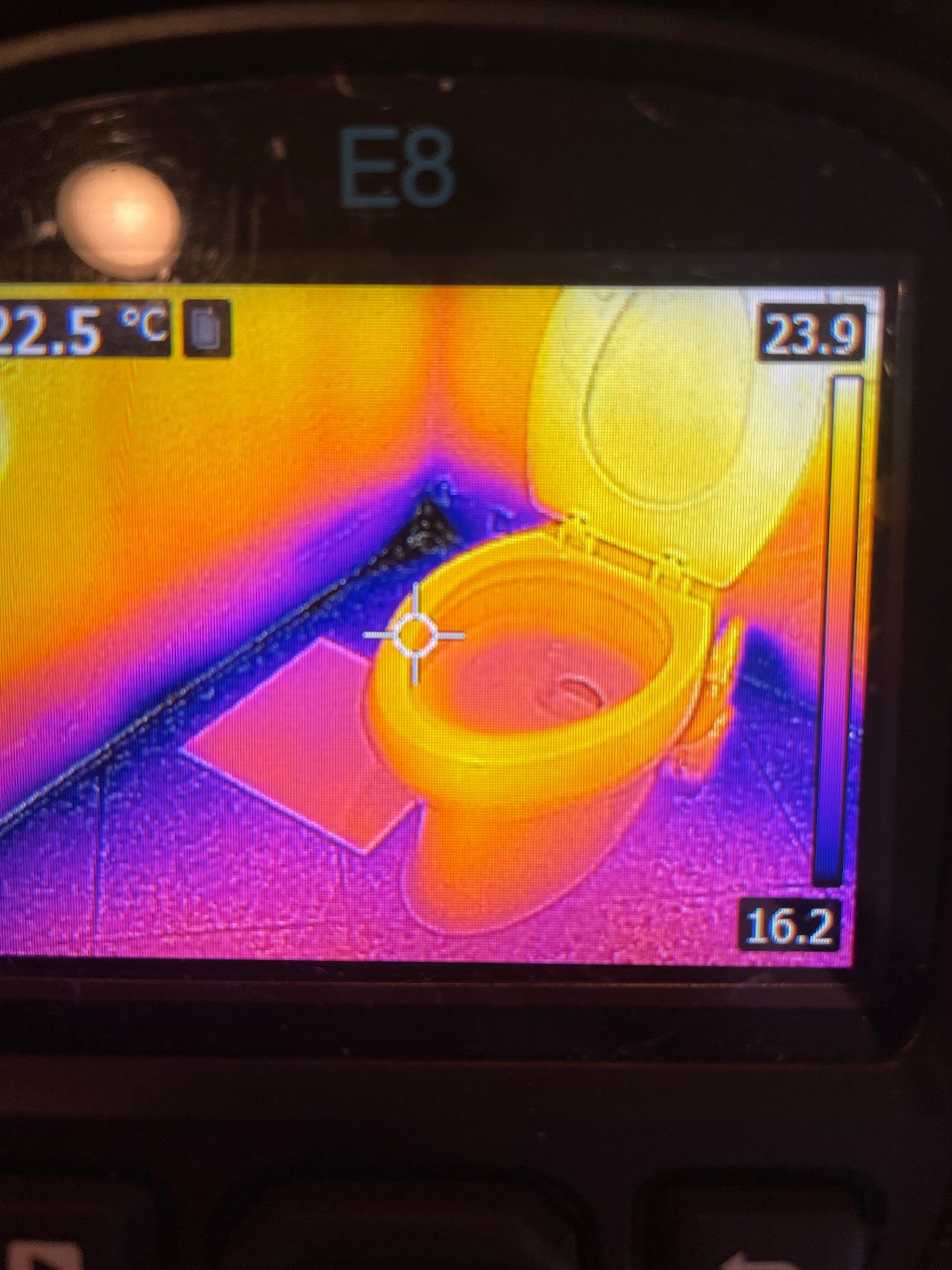 Thermal imaging showing moisture intrusion
