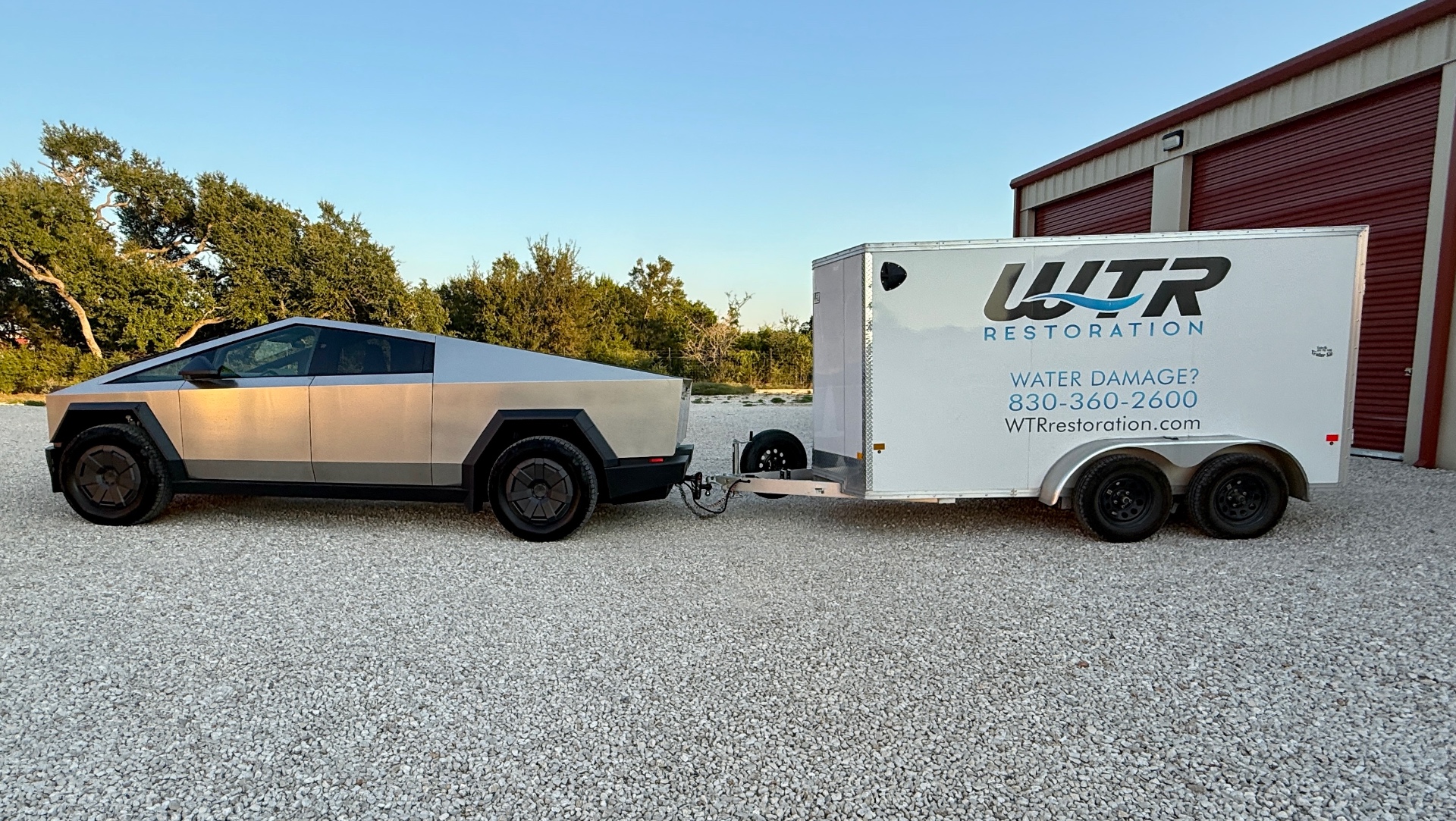 WTR Restoration Cybertruck with equipment trailer